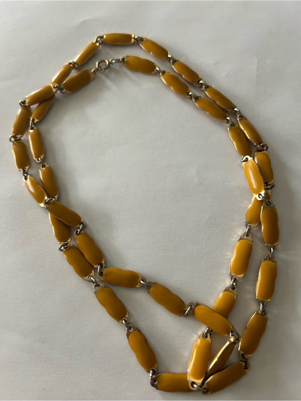 Yellow Enamel Linked Necklace - Women Jewelry